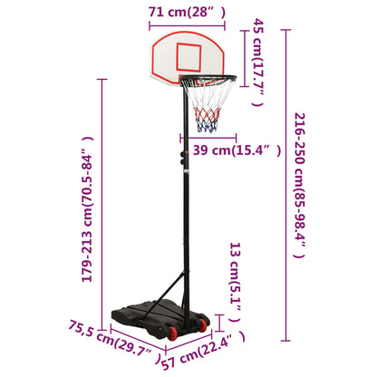 Support de basket-ball Blanc 216-250 cm Polyéthylène