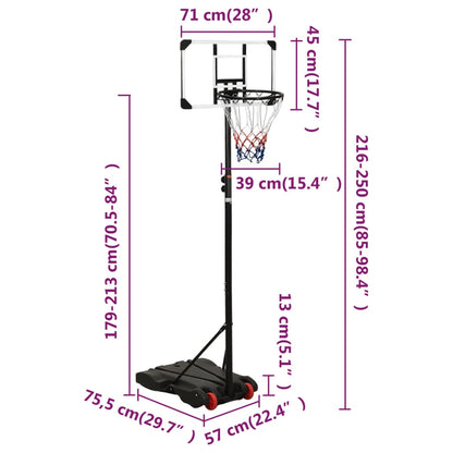 Support de basket-ball Transparent 216-250 cm Polycarbonate