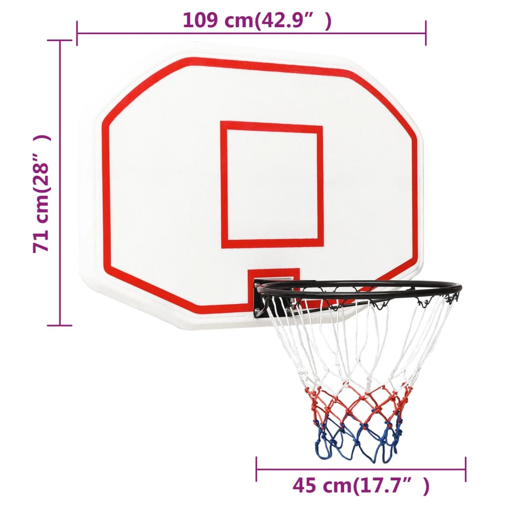 Panneau de basket-ball Blanc 109x71x3 cm Polyéthylène