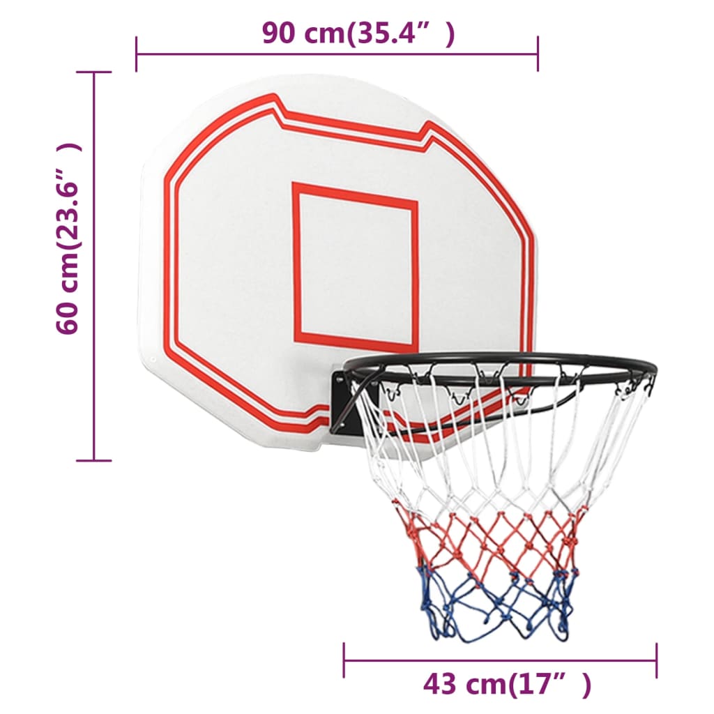 Panneau de basket-ball Blanc 90x60x2 cm Polyéthylène