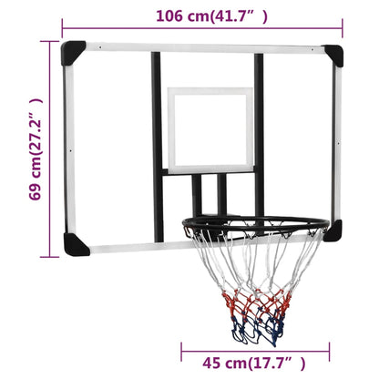 Transparent basketball panel 106x69x3 cm polycarbonate