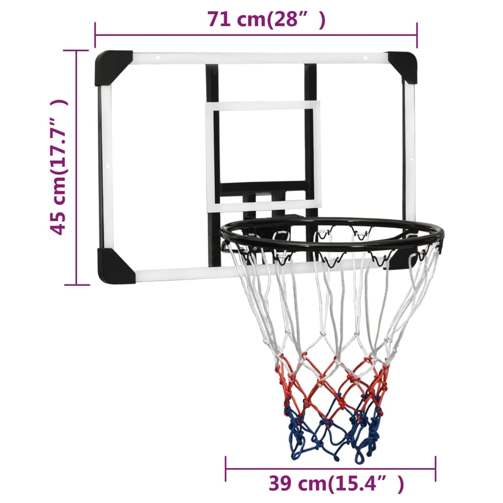 Transparent basketball panel 71x45x2.5 cm Polycarbonate