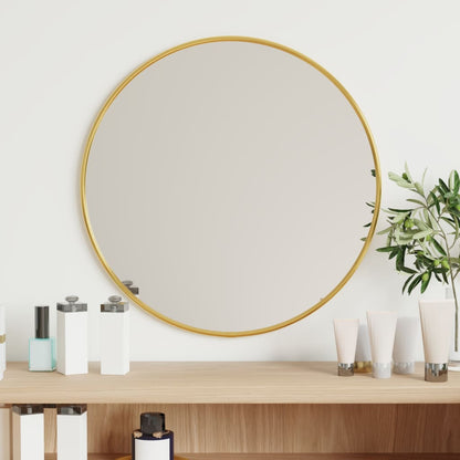 Golden wall mirror Ø 40 cm round