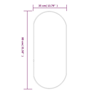 80x35 cm espelho de parede preta oval