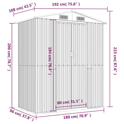 Galpão de jardim marrom escuro 192x108x223 cm aço galvanizado