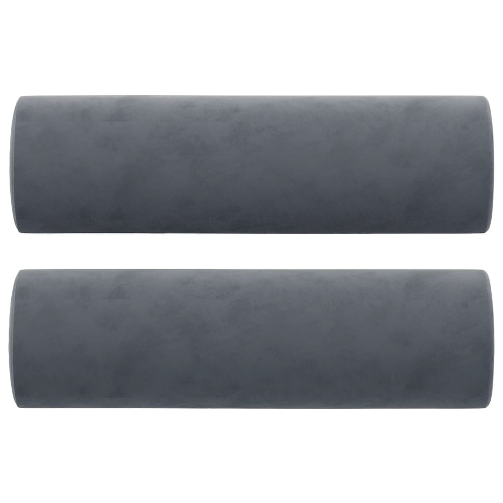 Decorative cushions 2 pcs dark gray Ø15x50 cm velvet