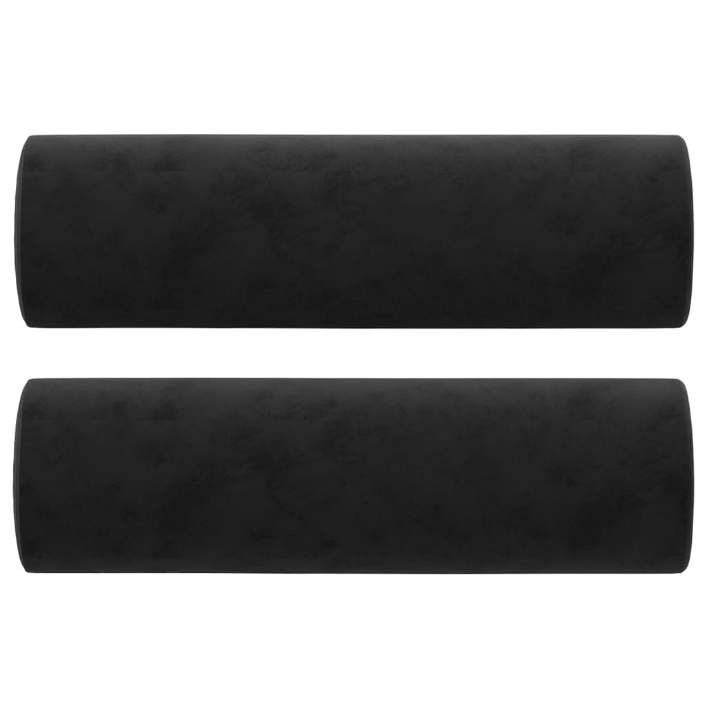 Decorative cushions 2 pcs black Ø15x50 cm velvet