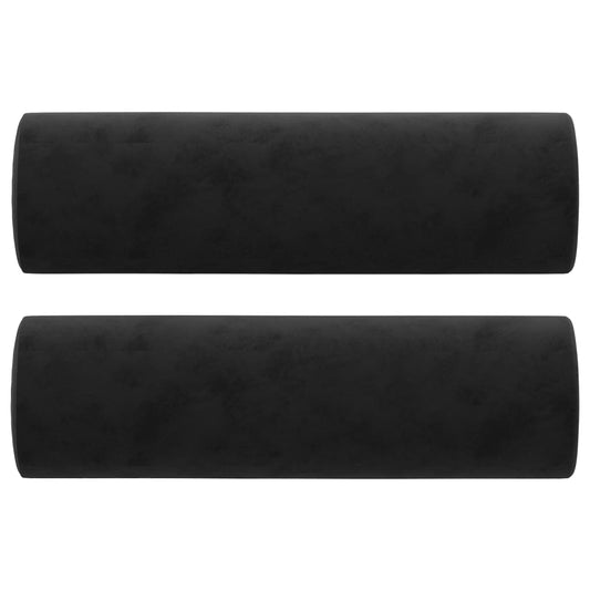 Decorative cushions 2 pcs black Ø15x50 cm velvet