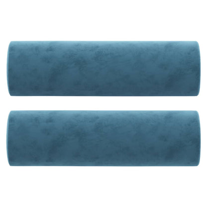 Decorative cushions 2 pcs blue Ø15x50 cm velvet