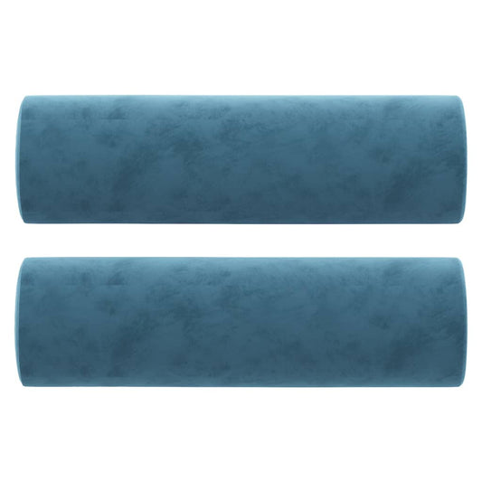 Decorative cushions 2 pcs blue Ø15x50 cm velvet