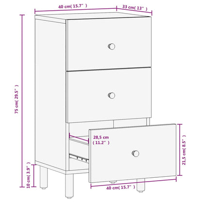 Schwarzer Seitenschrank 40x33x75 cm Festes Mangoholz