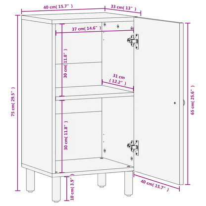 Schwarzer Seitenschrank 40x33x75 cm Festes Mangoholz