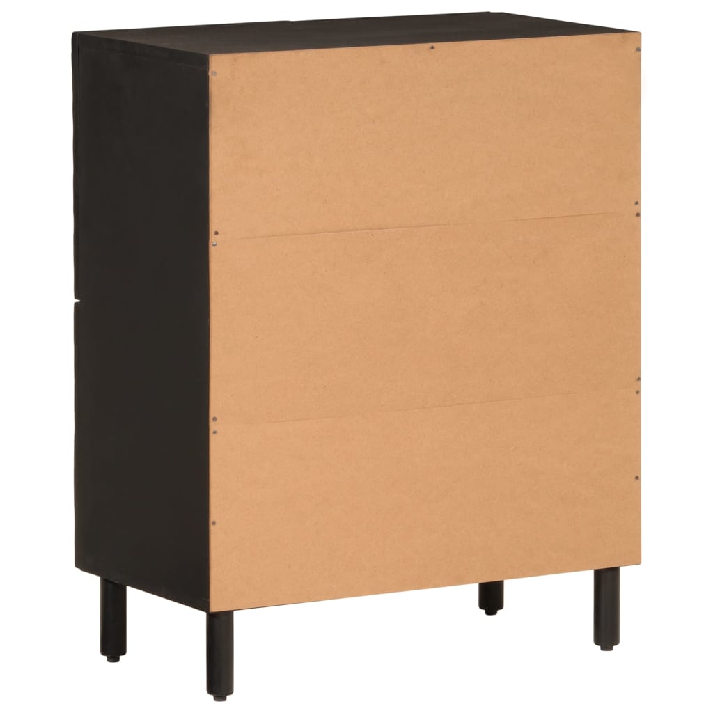 Schwarzer Seitenschrank 60x33x75 cm Festes Mangoholz