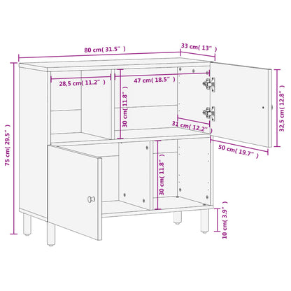 Schwarzer Seitenschrank 80x33x75 cm Festes Mangoholz