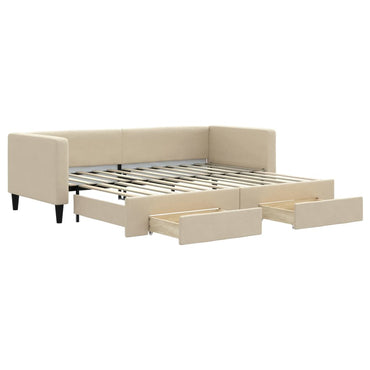 Daytime bed with leg and drawers without 80x200cm cream mattress