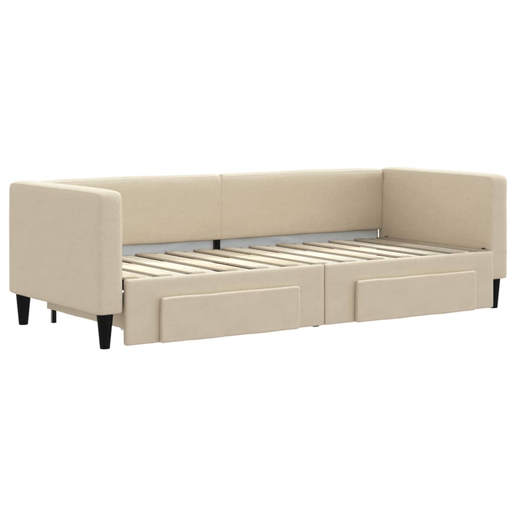 Daytime bed with leg and drawers without 80x200cm cream mattress