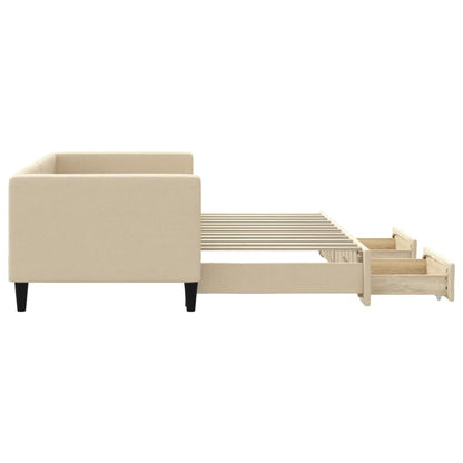 Daytime bed with leg and drawers without 80x200cm cream mattress