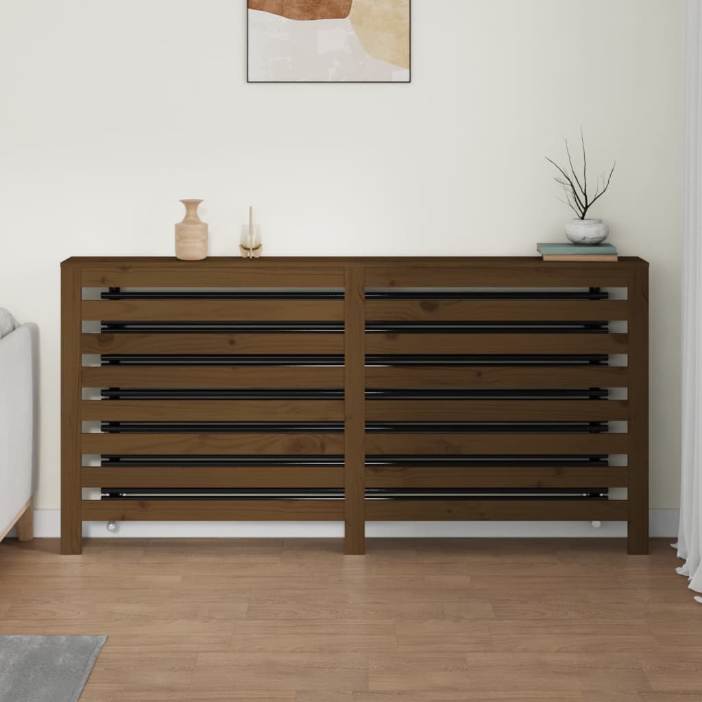 Cache-radiateur Marron miel 169x19x84 cm Bois massif de pin