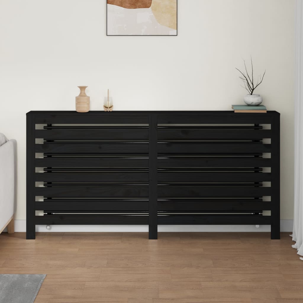 Black Radiator cover 169x19x84 cm Solid pine wood