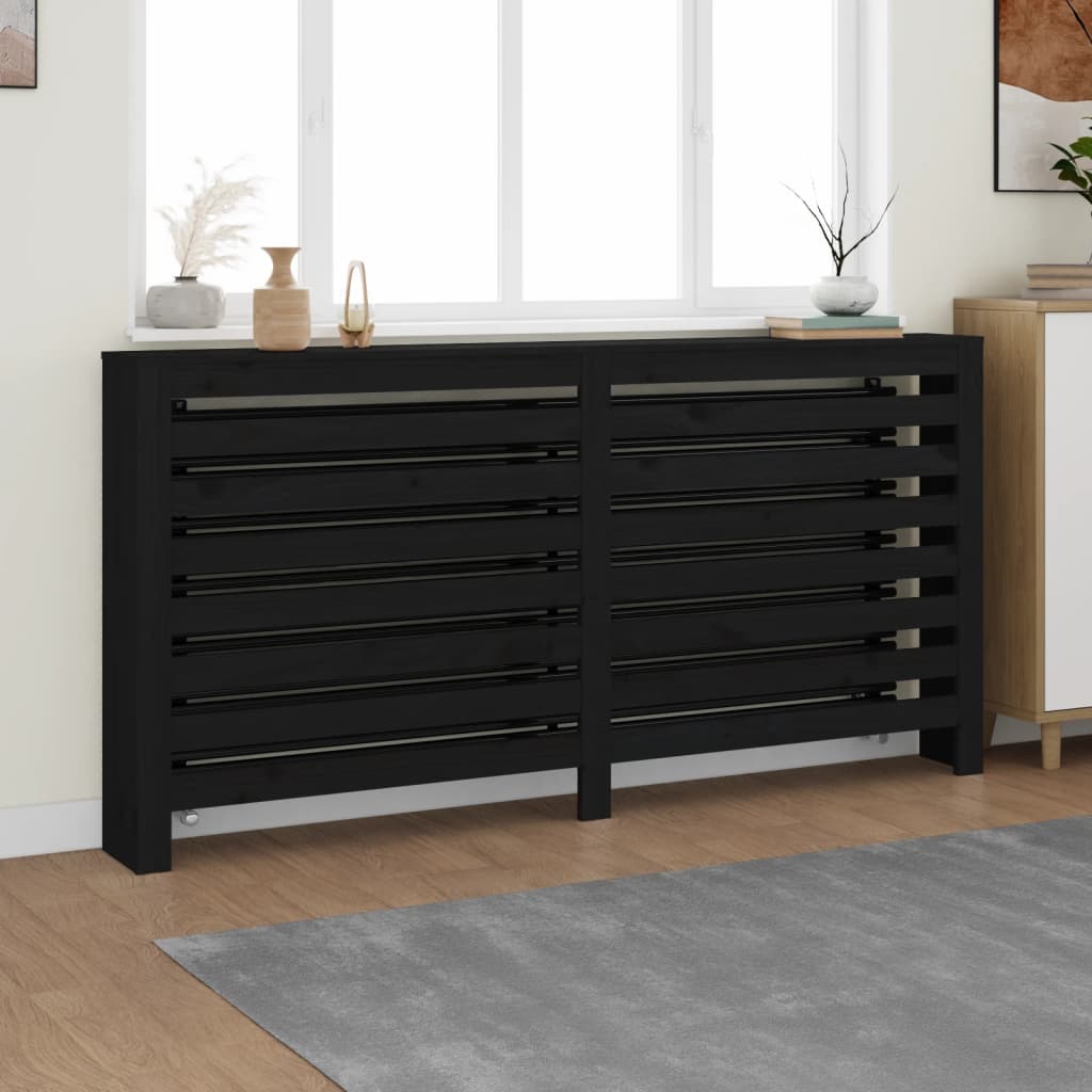 Black Radiator cover 169x19x84 cm Solid pine wood