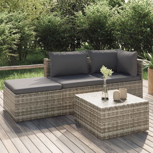 Muebles de jardín de 4 PC con cojines de resina trenzada