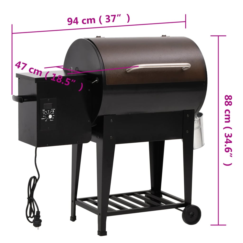 Gril with pellets with lower black shelf 94 cm iron