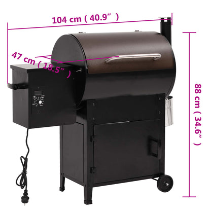 Gril with pellets with black fireplace 104 cm iron