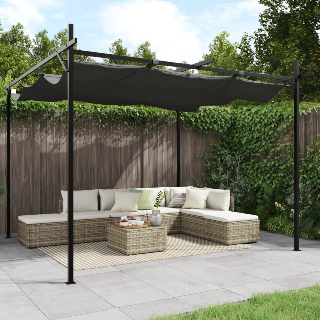 Pérgola com telhado de antracita retrátil 295x292x230 cm