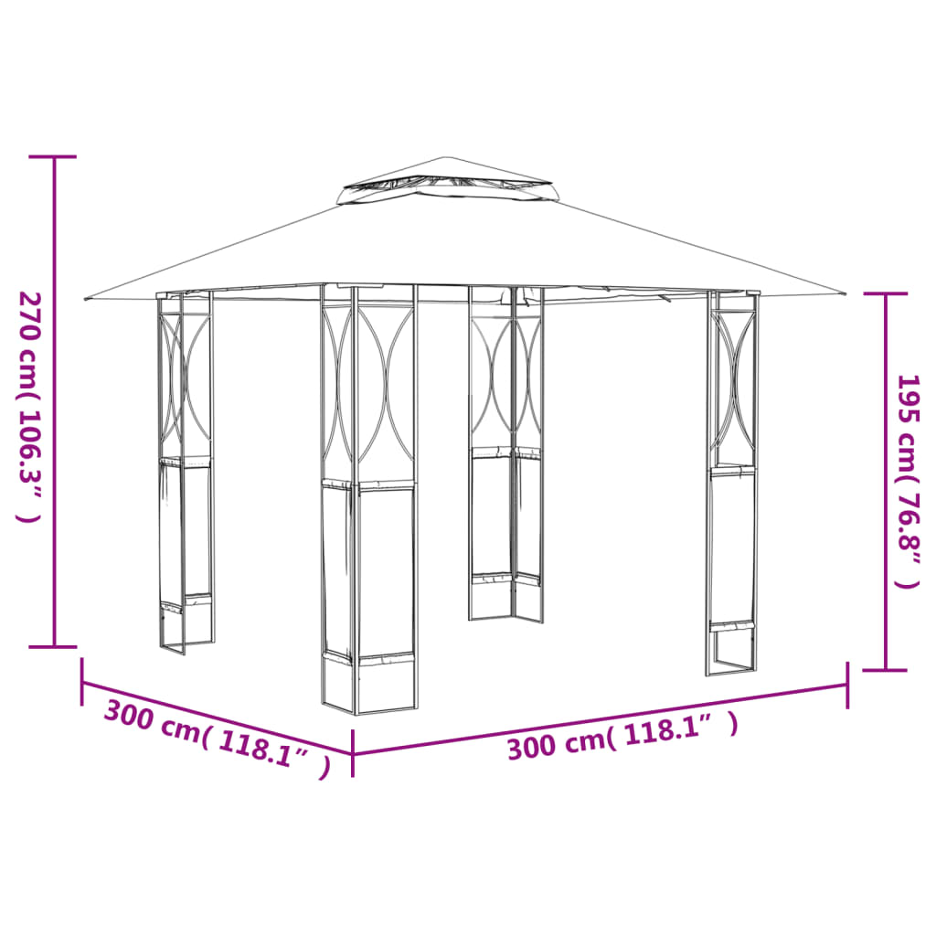 Belvedere with anthracite roof 300x300x270 cm steel