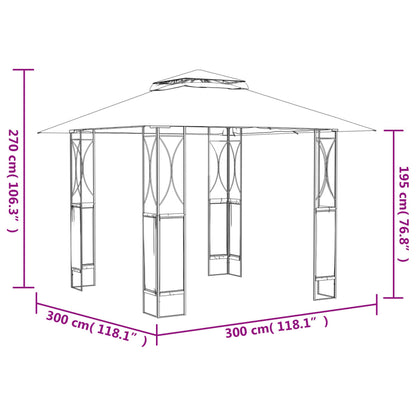 Belvedere with anthracite roof 300x300x270 cm steel