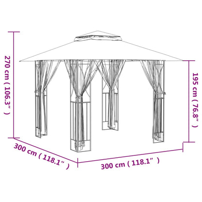 Belvedere con pareti laterali antracite 300x300x270 cm in acciaio