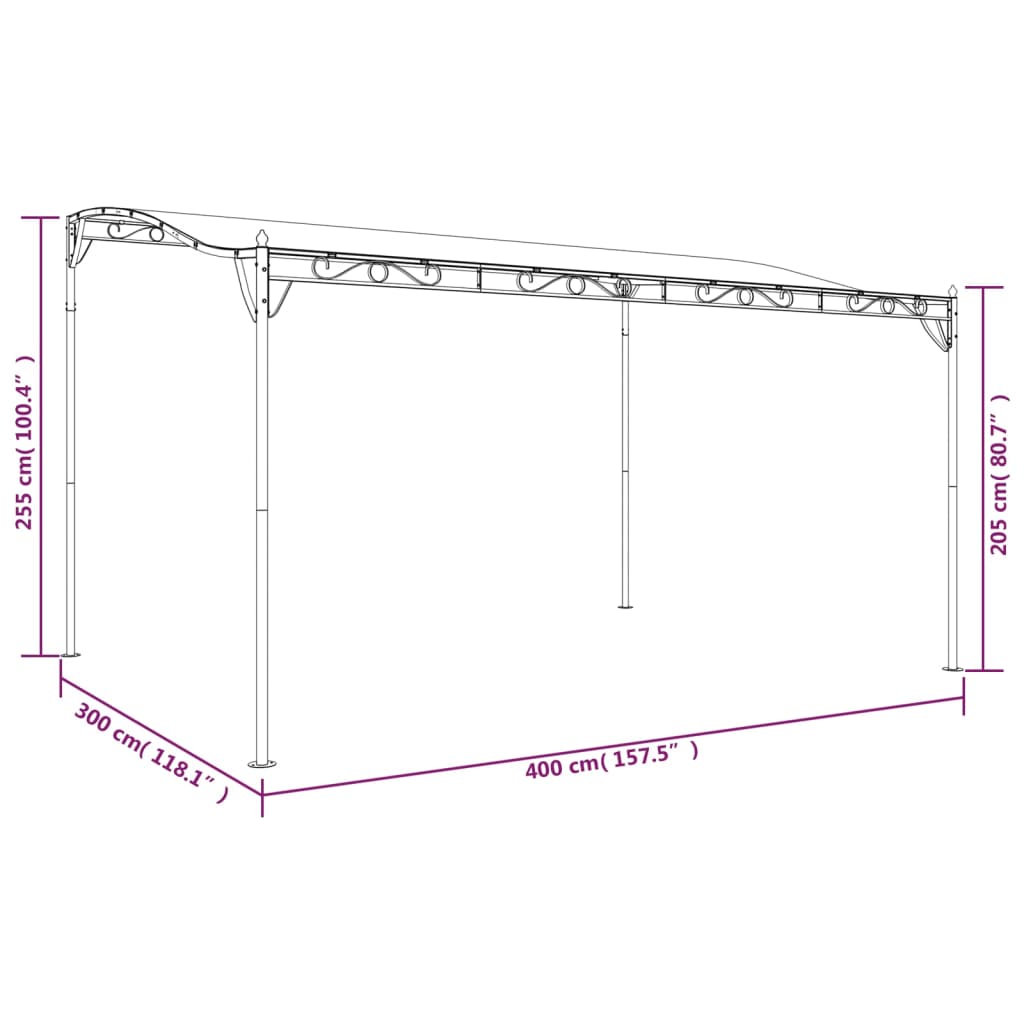 Tesa di antracite 4x3 M tessuto e acciaio da 180 g/m²