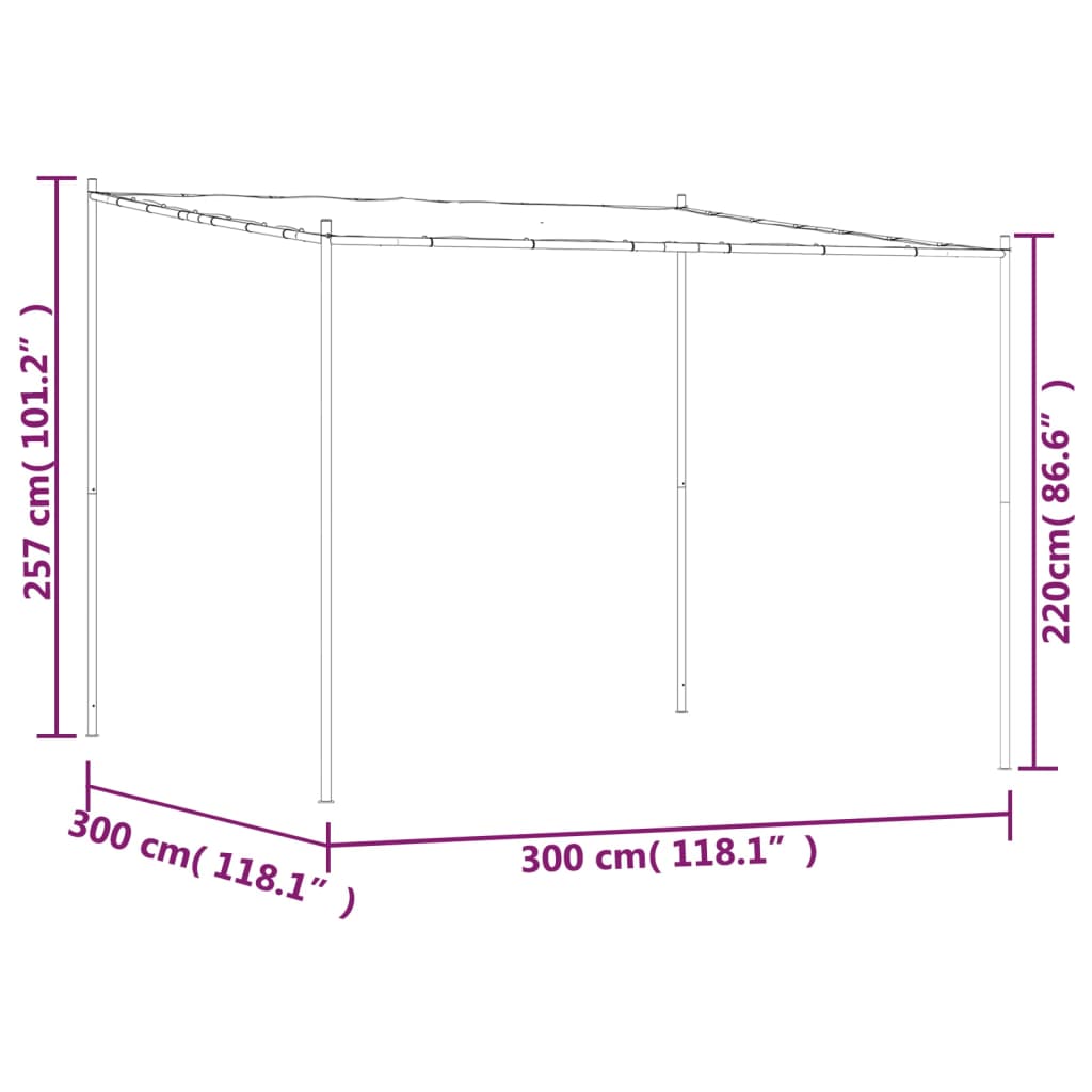 3x3 m White Belvedere 180 g/m² de tecido e aço