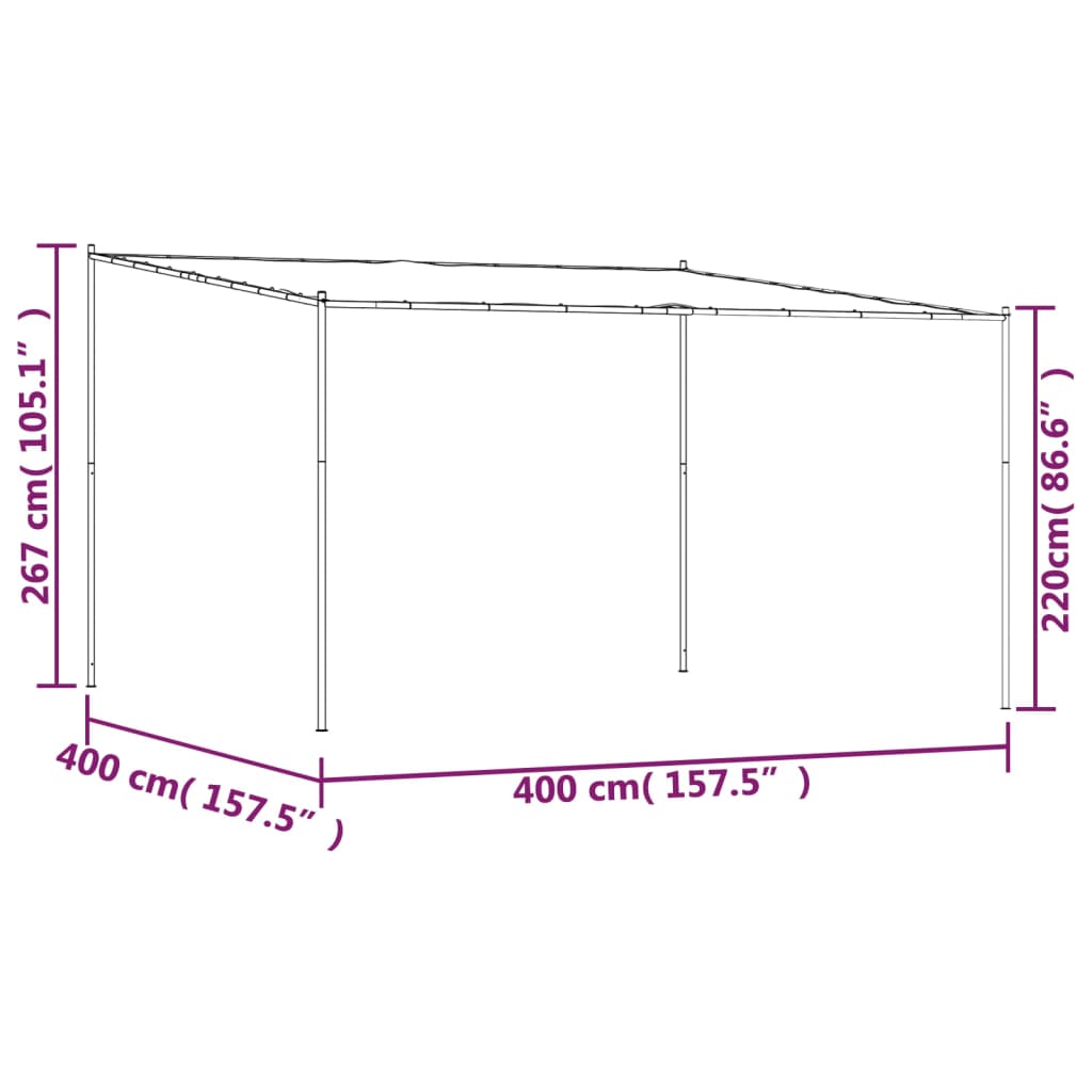 4x4 m white belvedere 180 g/m² Fabric and steel