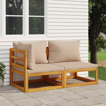 Garden furniture with cushions 2 pcs Acacia solid wood