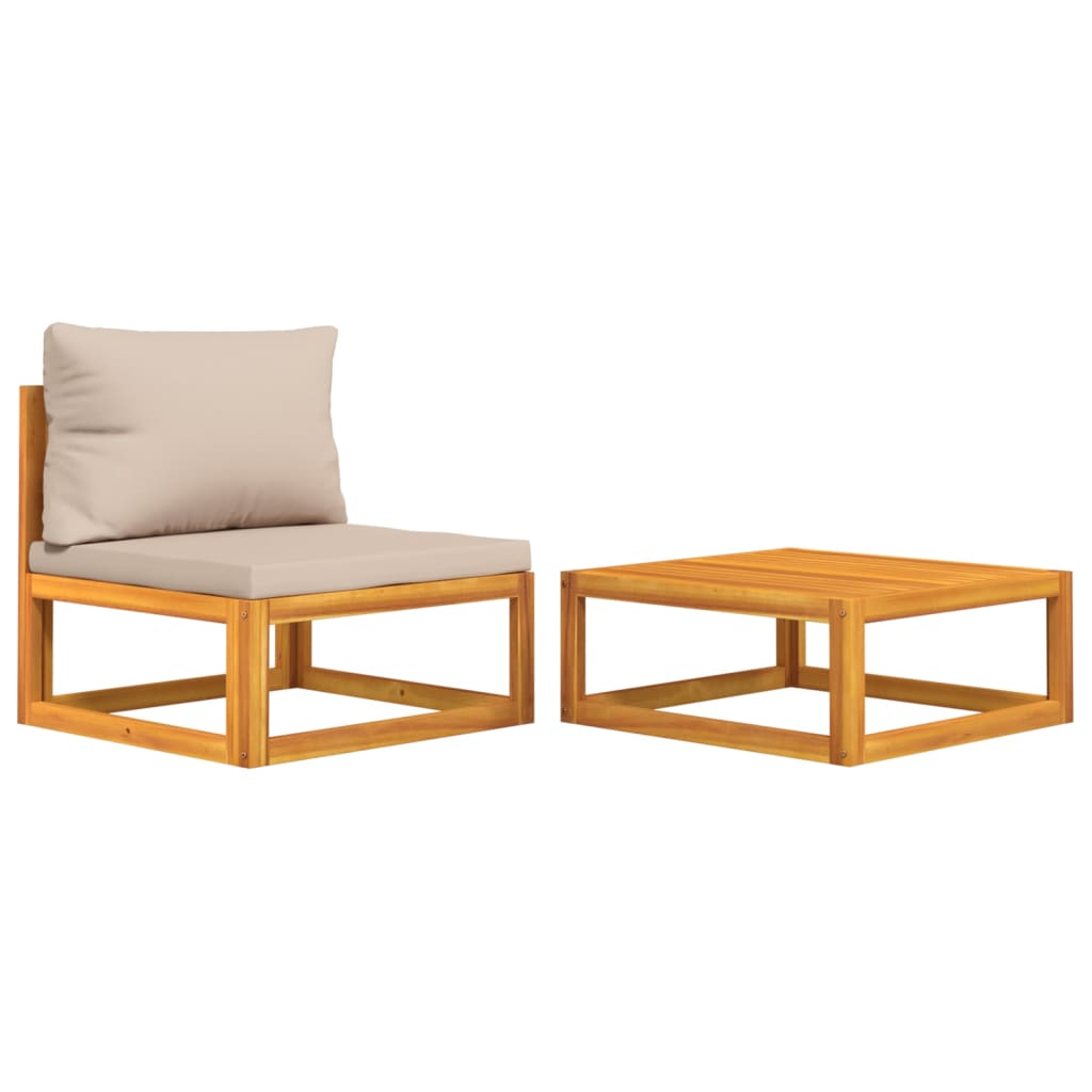 Garden furniture with cushions 2 pcs Acacia solid wood