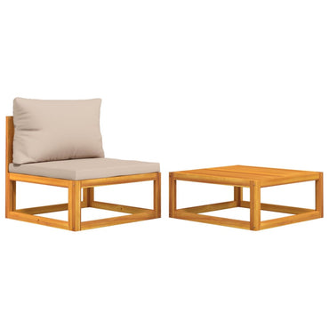 Muebles de jardín con cojines 2 pcs acacia madera sólida