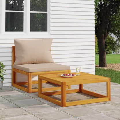 Garden furniture with cushions 2 pcs Acacia solid wood