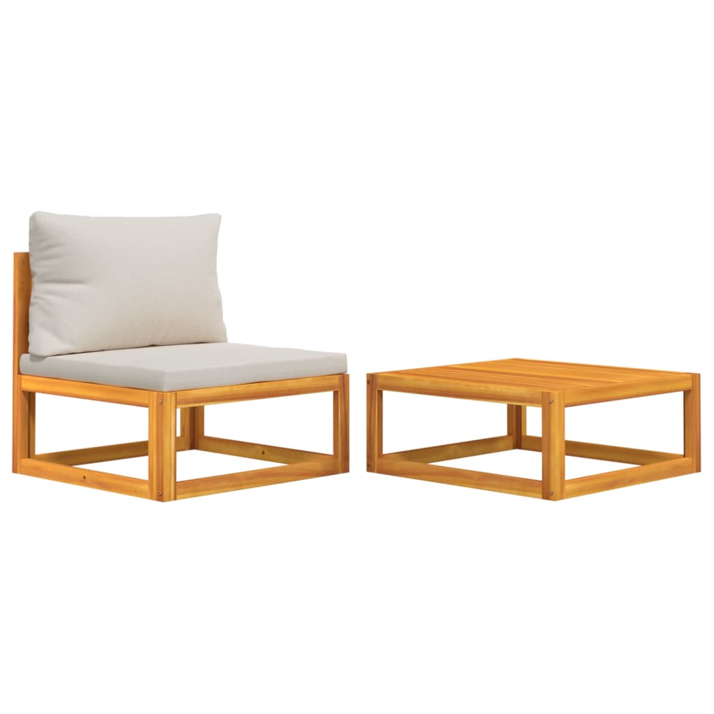 Muebles de jardín con cojines 2 pcs acacia madera sólida