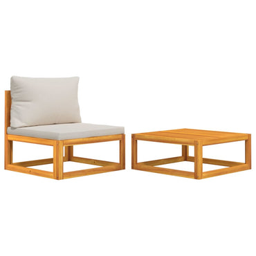 Muebles de jardín con cojines 2 pcs acacia madera sólida