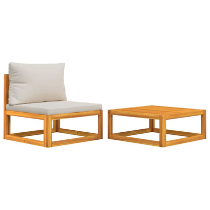 Muebles de jardín con cojines 2 pcs acacia madera sólida