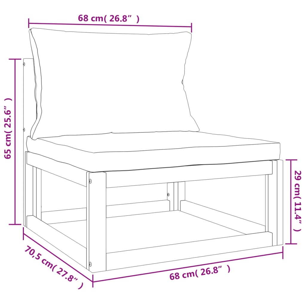 Muebles de jardín con cojines 2 pcs acacia madera sólida