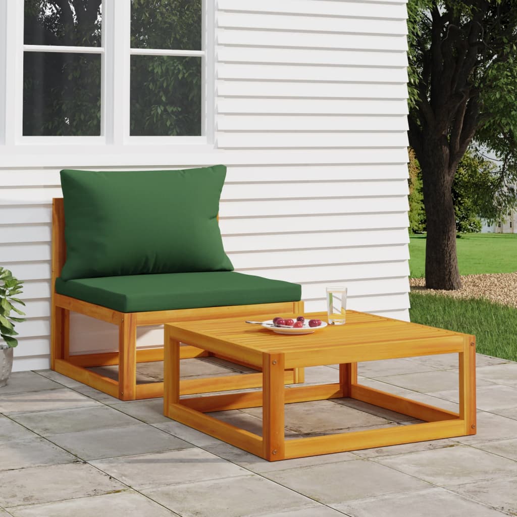 Garden furniture with cushions 2 pcs Acacia solid wood