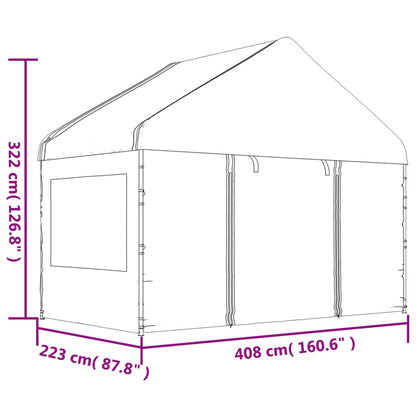 Belvedere con tetto bianco 4.08x2,23x3,22 m polietilene