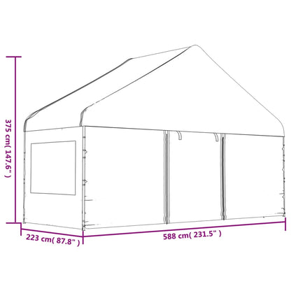 Belvedere con tetto bianco 5.88x2.23x3,75 m polietilene