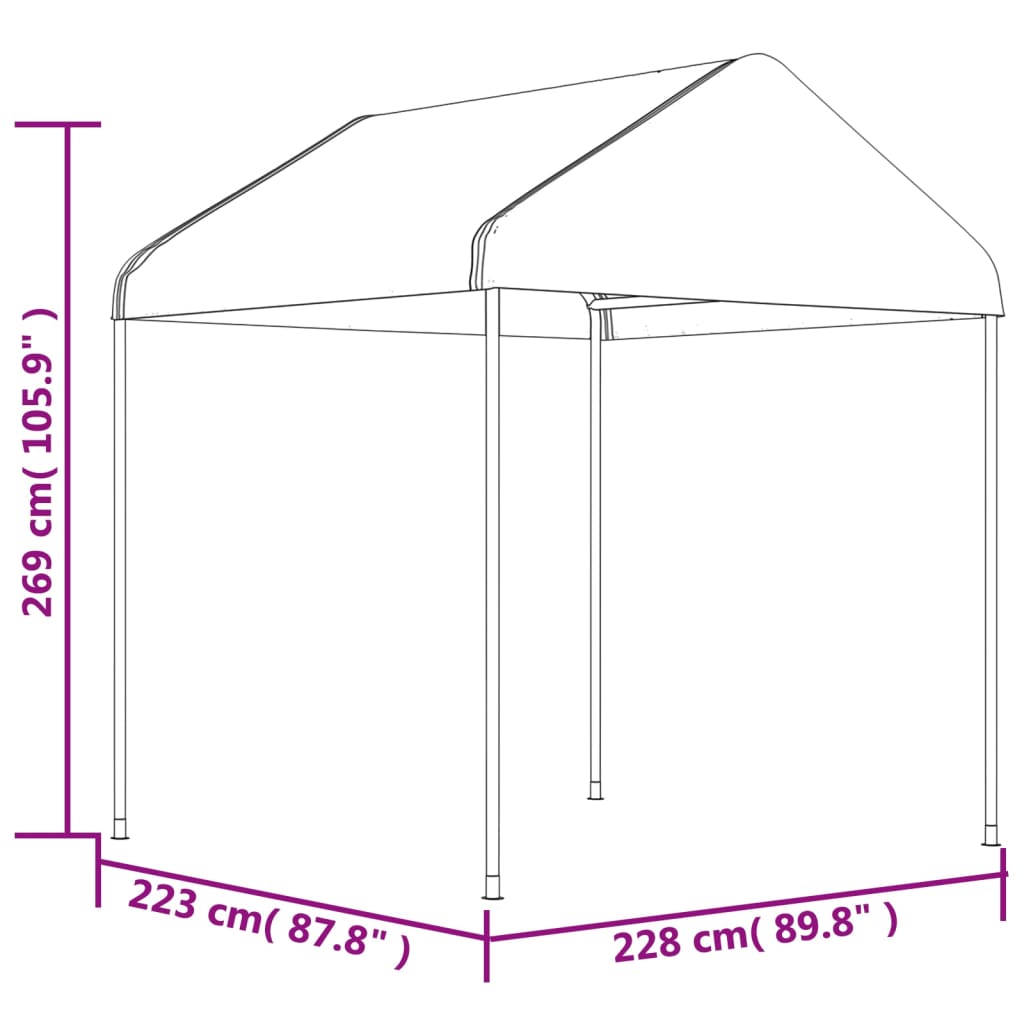 Belvedere con tetto bianco 2.28x2,23x2,69 m polietilene