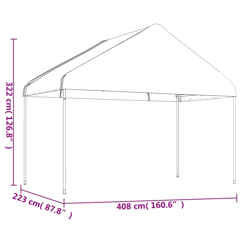 Belvedere con tetto bianco 4.08x2,23x3,22 m polietilene