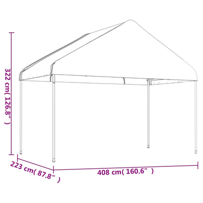 Belvedere con tetto bianco 4.08x2,23x3,22 m polietilene