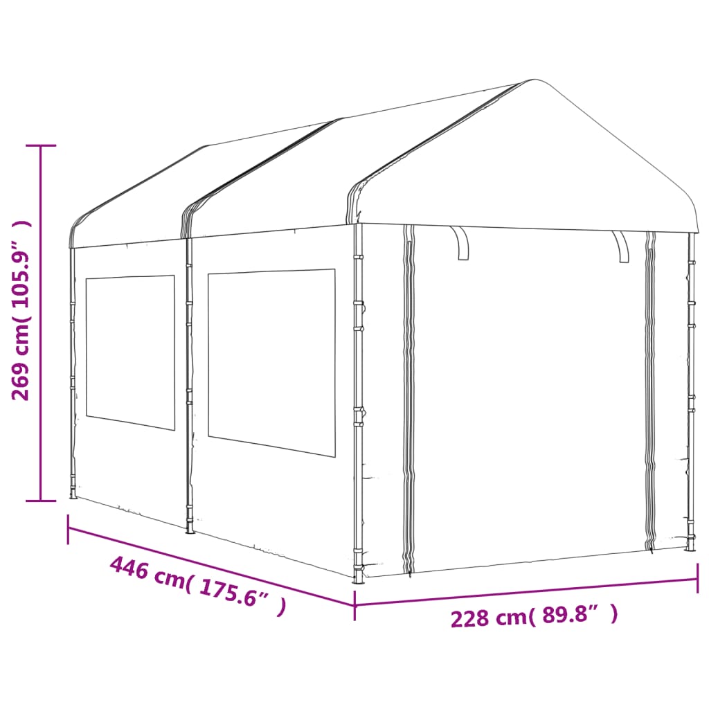 Belvedere con tetto bianco 4.46x2,28x2,69 m polietilene