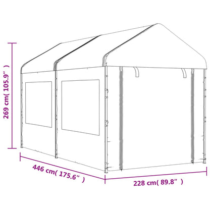 Belvedere con tetto bianco 4.46x2,28x2,69 m polietilene